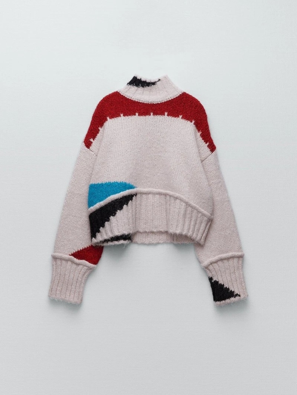 Zara Colorblock Cropped Knit Sweater